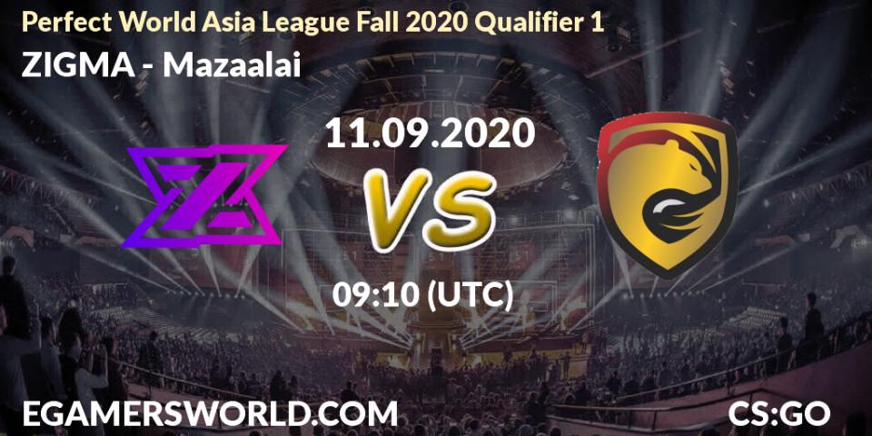 Pronóstico ZIGMA - Mazaalai. 11.09.20, CS2 (CS:GO), Perfect World Asia League Fall 2020 Qualifier 1