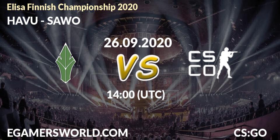 Pronóstico HAVU - SAWO. 26.09.2020 at 14:00, Counter-Strike (CS2), Elisa Finnish Championship 2020