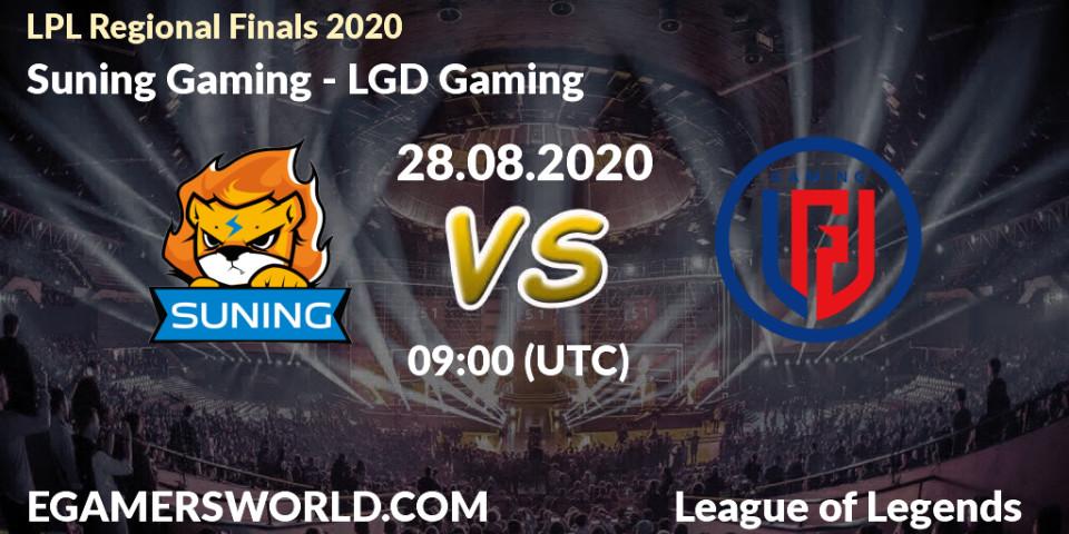 Pronóstico Suning Gaming - LGD Gaming. 28.08.2020 at 07:26, LoL, LPL Regional Finals 2020