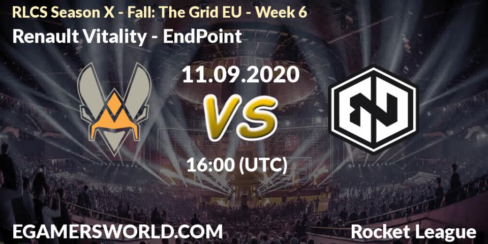 Pronóstico Renault Vitality - EndPoint. 11.09.2020 at 16:00, Rocket League, RLCS Season X - Fall: The Grid EU - Week 6