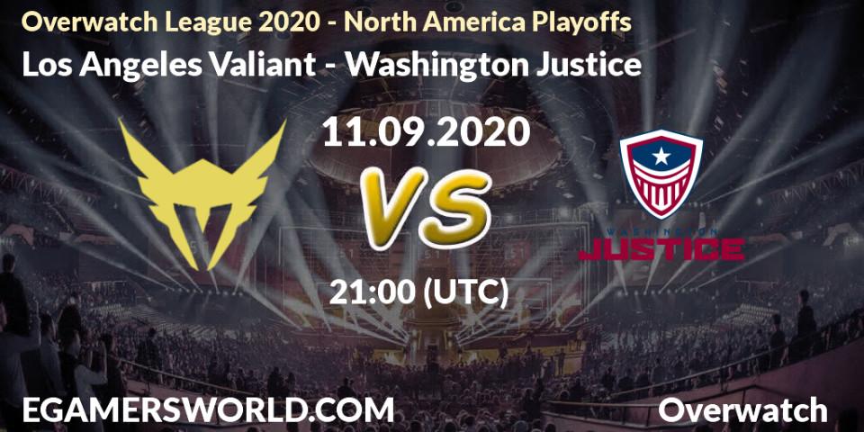Pronóstico Los Angeles Valiant - Washington Justice. 11.09.2020 at 21:00, Overwatch, Overwatch League 2020 - North America Playoffs