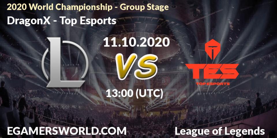 Pronóstico DRX - Top Esports. 11.10.2020 at 13:00, LoL, 2020 World Championship - Group Stage