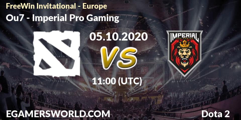 Pronóstico Ou7 - Imperial Pro Gaming. 05.10.2020 at 11:15, Dota 2, FreeWin Invitational - Europe