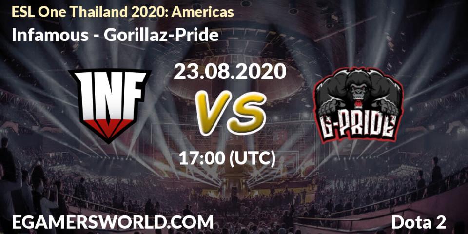 Pronóstico Infamous - Gorillaz-Pride. 23.08.20, Dota 2, ESL One Thailand 2020: Americas
