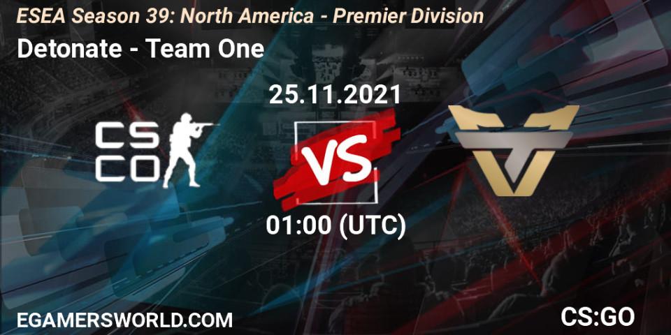 Pronóstico Detonate - Team One. 08.12.2021 at 01:00, Counter-Strike (CS2), ESEA Season 39: North America - Premier Division