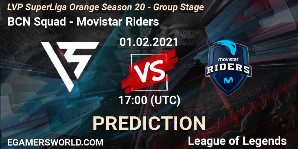 Pronóstico BCN Squad - Movistar Riders. 01.02.2021 at 17:00, LoL, LVP SuperLiga Orange Season 20 - Group Stage