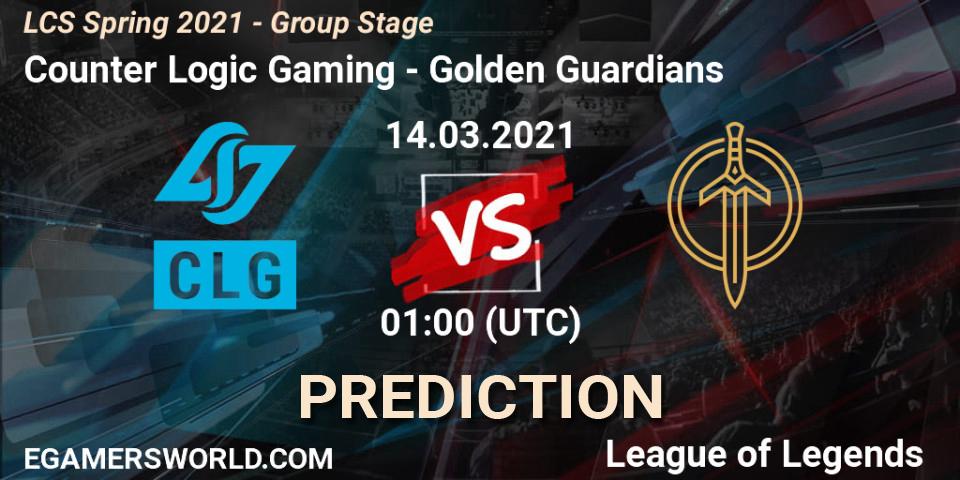 Pronóstico Counter Logic Gaming - Golden Guardians. 14.03.21, LoL, LCS Spring 2021 - Group Stage