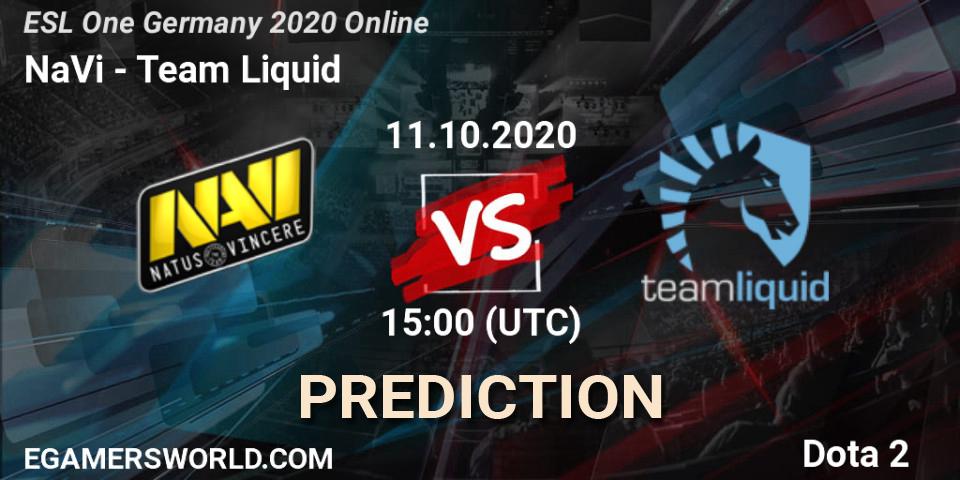 Pronóstico NaVi - Team Liquid. 11.10.2020 at 15:42, Dota 2, ESL One Germany 2020 Online