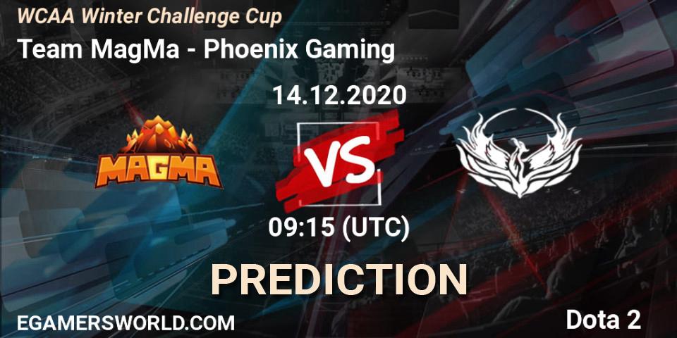 Pronóstico Team MagMa - Phoenix Gaming. 14.12.2020 at 08:59, Dota 2, WCAA Winter Challenge Cup