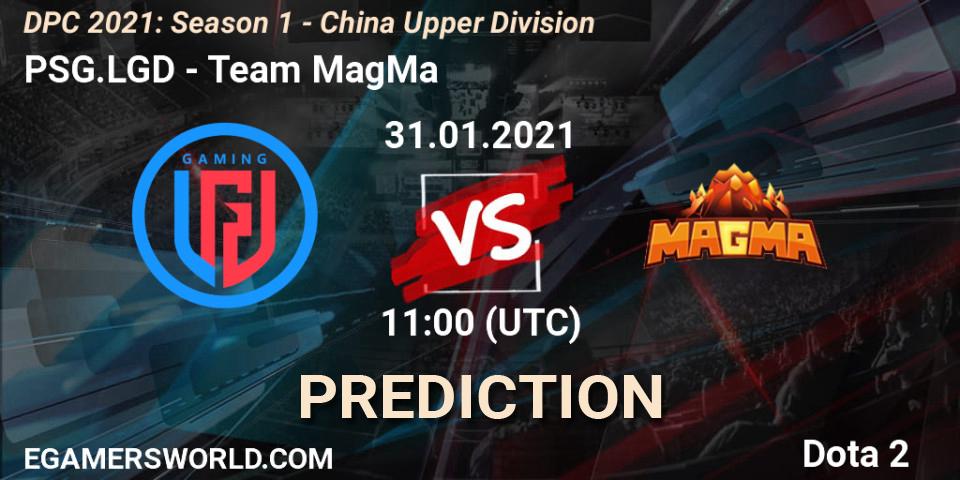 Pronóstico PSG.LGD - Team MagMa. 31.01.2021 at 11:38, Dota 2, DPC 2021: Season 1 - China Upper Division