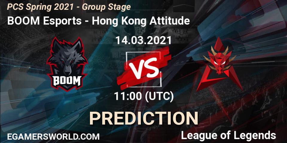 Pronóstico BOOM Esports - Hong Kong Attitude. 14.03.2021 at 11:00, LoL, PCS Spring 2021 - Group Stage