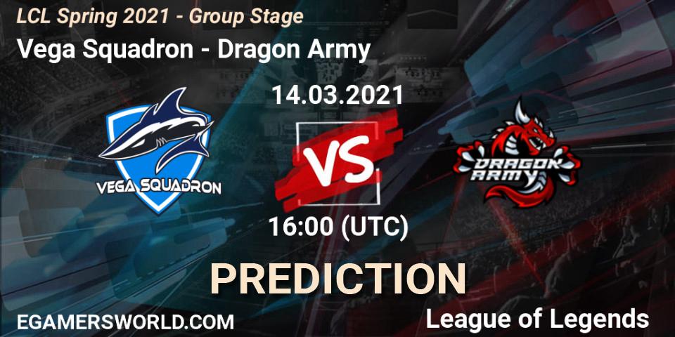 Pronóstico Vega Squadron - Dragon Army. 14.03.2021 at 16:00, LoL, LCL Spring 2021 - Group Stage
