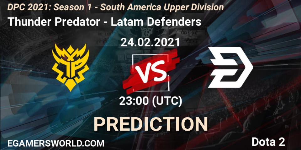Pronóstico Thunder Predator - Latam Defenders. 24.02.2021 at 23:05, Dota 2, DPC 2021: Season 1 - South America Upper Division