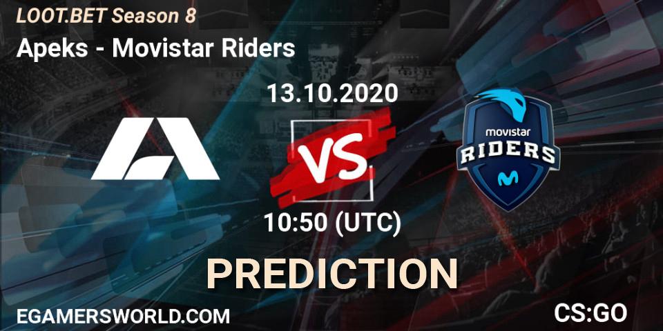 Pronóstico Apeks - Movistar Riders. 13.10.2020 at 10:50, Counter-Strike (CS2), LOOT.BET Season 8