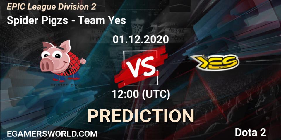 Pronóstico Spider Pigzs - Team Yes. 01.12.20, Dota 2, EPIC League Division 2