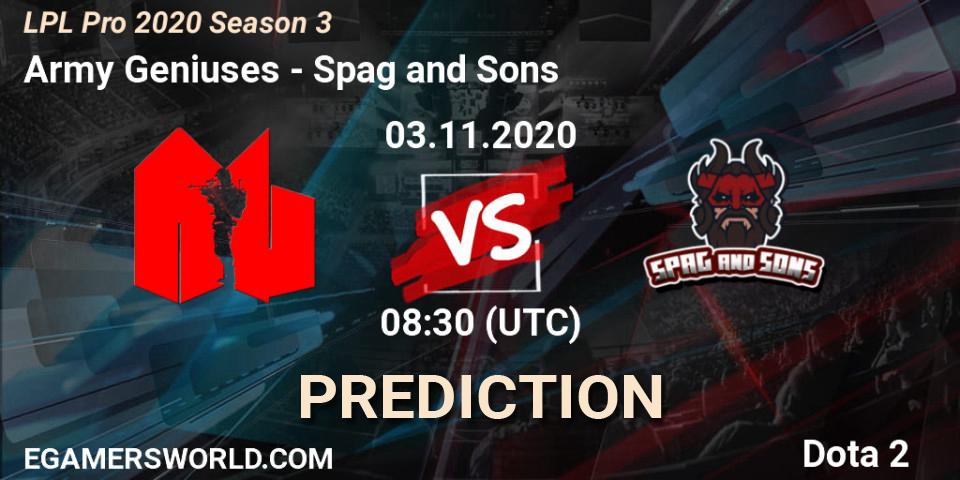 Pronóstico Army Geniuses - Spag and Sons. 03.11.2020 at 07:34, Dota 2, LPL Pro 2020 Season 3