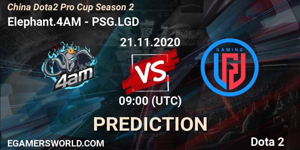 Pronóstico Elephant.4AM - PSG.LGD. 21.11.2020 at 08:38, Dota 2, China Dota2 Pro Cup Season 2