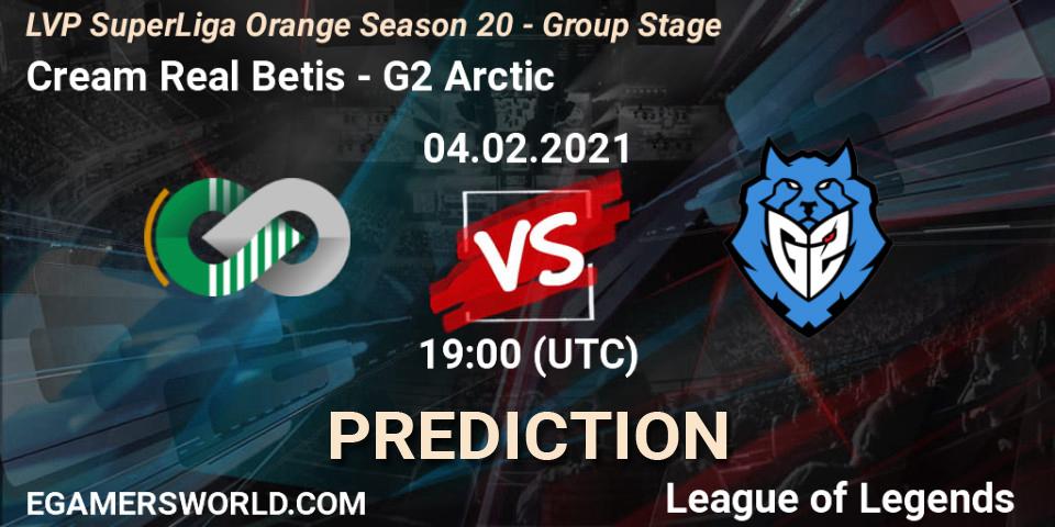 Pronóstico Cream Real Betis - G2 Arctic. 04.02.2021 at 19:00, LoL, LVP SuperLiga Orange Season 20 - Group Stage