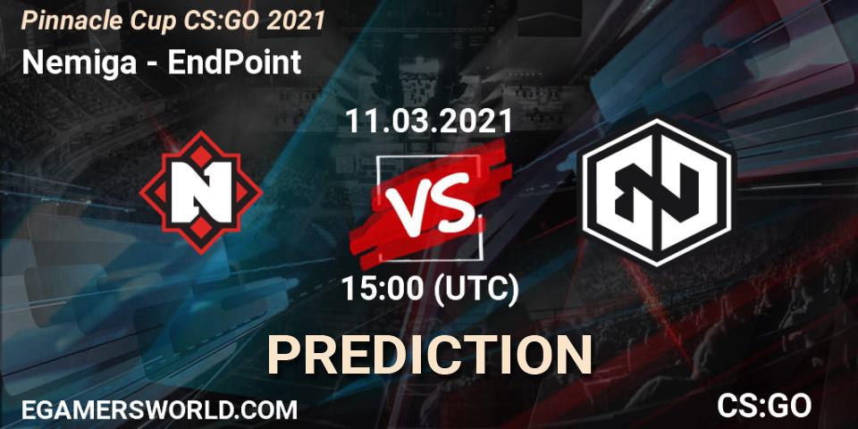 Pronóstico Nemiga - EndPoint. 11.03.2021 at 15:00, Counter-Strike (CS2), Pinnacle Cup #1