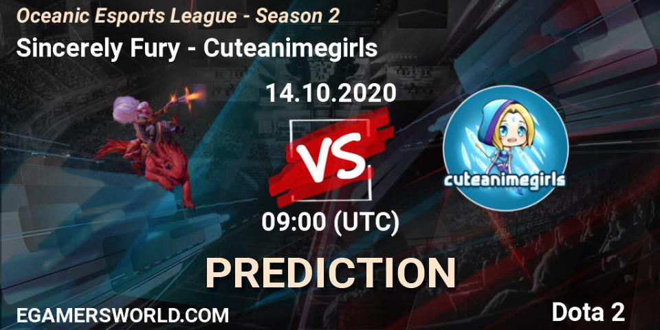 Pronóstico Sincerely Fury - Cuteanimegirls. 14.10.2020 at 09:05, Dota 2, Oceanic Esports League - Season 2