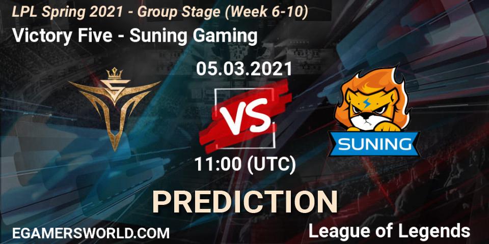 Pronóstico Victory Five - Suning Gaming. 05.03.2021 at 11:00, LoL, LPL Spring 2021 - Group Stage (Week 6-10)