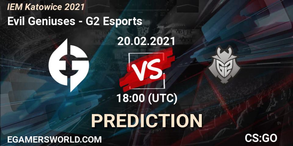 Pronóstico Evil Geniuses - G2 Esports. 20.02.2021 at 18:15, Counter-Strike (CS2), IEM Katowice 2021