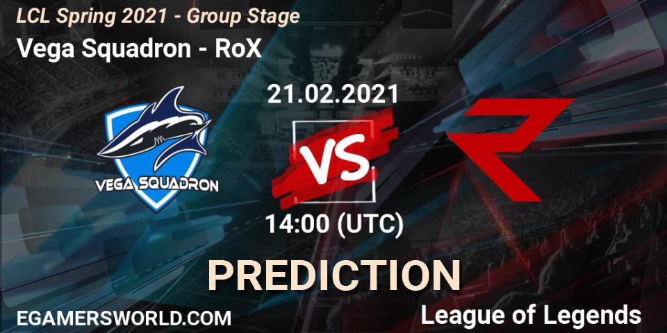 Pronóstico Vega Squadron - RoX. 21.02.2021 at 14:00, LoL, LCL Spring 2021 - Group Stage