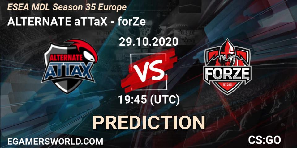 Pronóstico ALTERNATE aTTaX - forZe. 29.10.2020 at 19:45, Counter-Strike (CS2), ESEA MDL Season 35 Europe