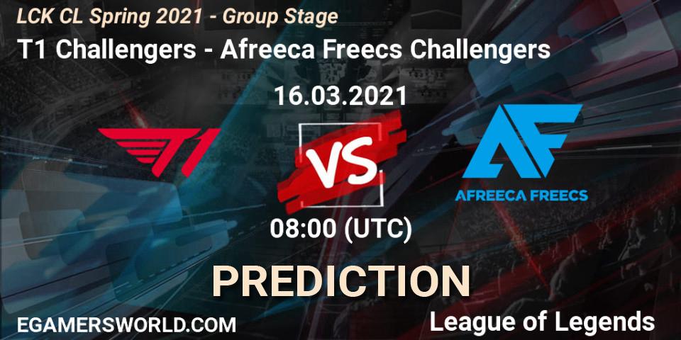 Pronóstico T1 Challengers - Afreeca Freecs Challengers. 16.03.2021 at 08:00, LoL, LCK CL Spring 2021 - Group Stage