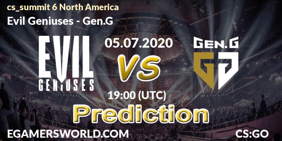 Pronóstico Evil Geniuses - Gen.G. 05.07.2020 at 19:30, Counter-Strike (CS2), cs_summit 6 North America