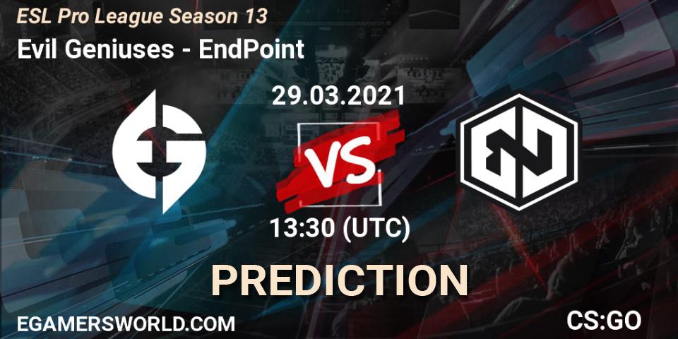 Pronóstico Evil Geniuses - EndPoint. 29.03.2021 at 17:00, Counter-Strike (CS2), ESL Pro League Season 13