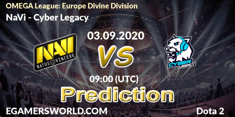 Pronóstico NaVi - Cyber Legacy. 03.09.2020 at 09:00, Dota 2, OMEGA League: Europe Divine Division