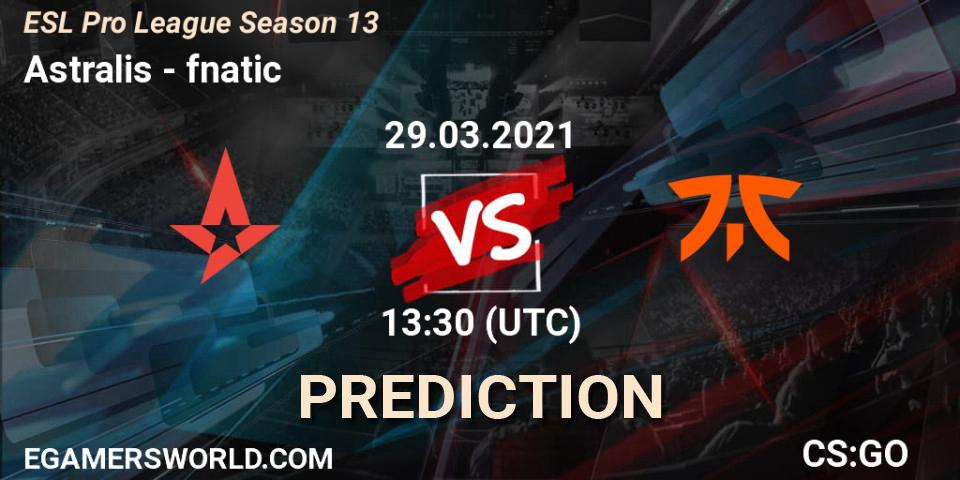 Pronóstico Astralis - fnatic. 29.03.2021 at 17:00, Counter-Strike (CS2), ESL Pro League Season 13