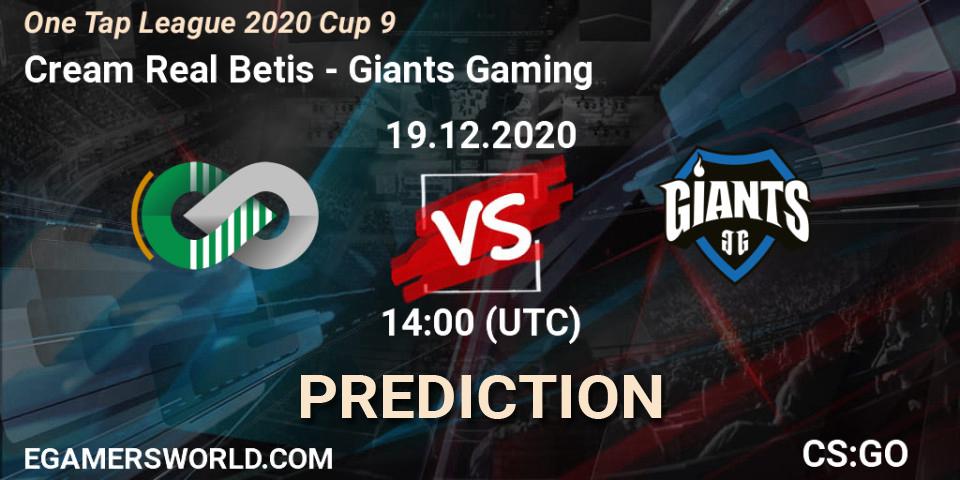 Pronóstico Cream Real Betis - Giants Gaming. 19.12.20, CS2 (CS:GO), One Tap League 2020 Cup 9