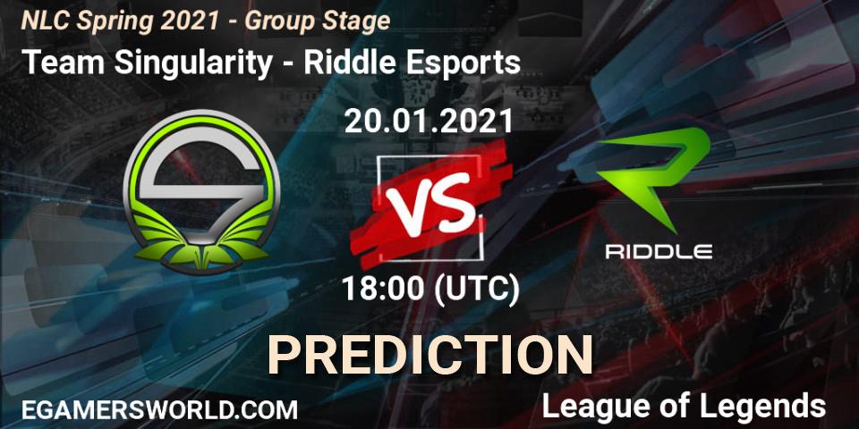 Pronóstico Team Singularity - Riddle Esports. 20.01.2021 at 18:00, LoL, NLC Spring 2021 - Group Stage