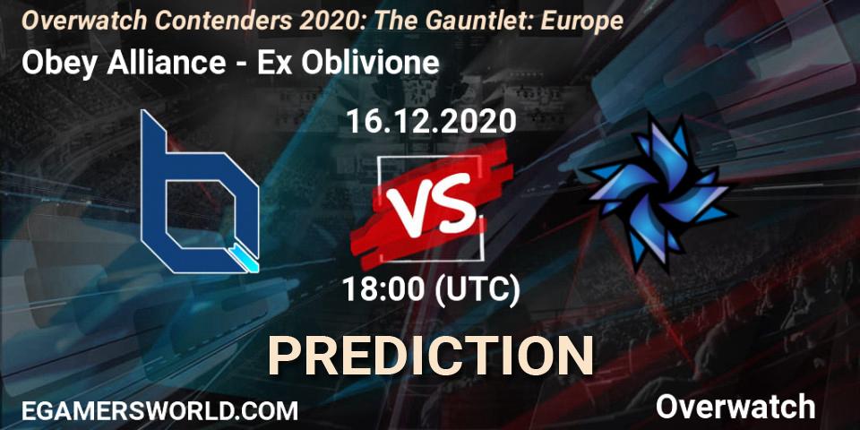Pronóstico Obey Alliance - Ex Oblivione. 16.12.2020 at 18:00, Overwatch, Overwatch Contenders 2020: The Gauntlet: Europe