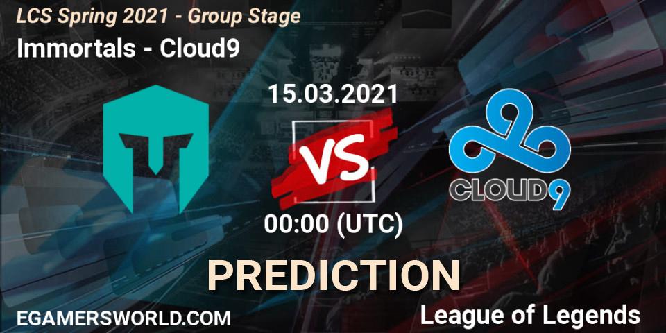 Pronóstico Immortals - Cloud9. 15.03.21, LoL, LCS Spring 2021 - Group Stage