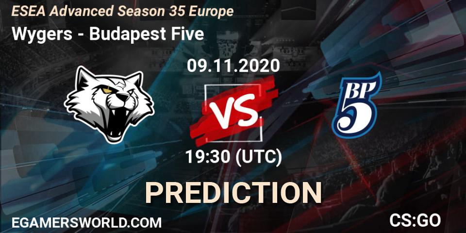 Pronóstico Wygers - Budapest Five. 09.11.2020 at 16:00, Counter-Strike (CS2), ESEA Advanced Season 35 Europe