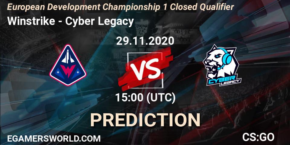 Pronóstico Winstrike - Cyber Legacy. 29.11.2020 at 19:25, Counter-Strike (CS2), European Development Championship 1 Closed Qualifier
