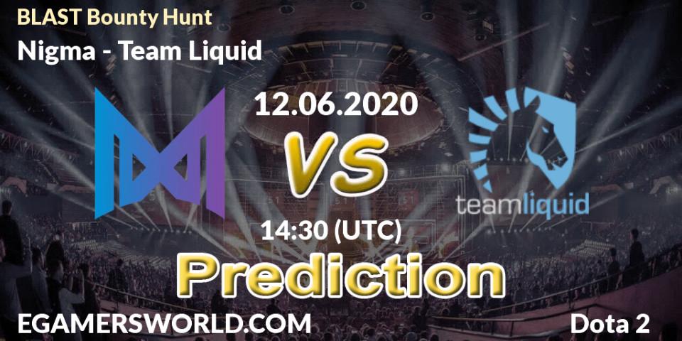 Pronóstico Nigma - Team Liquid. 12.06.2020 at 14:31, Dota 2, BLAST Bounty Hunt