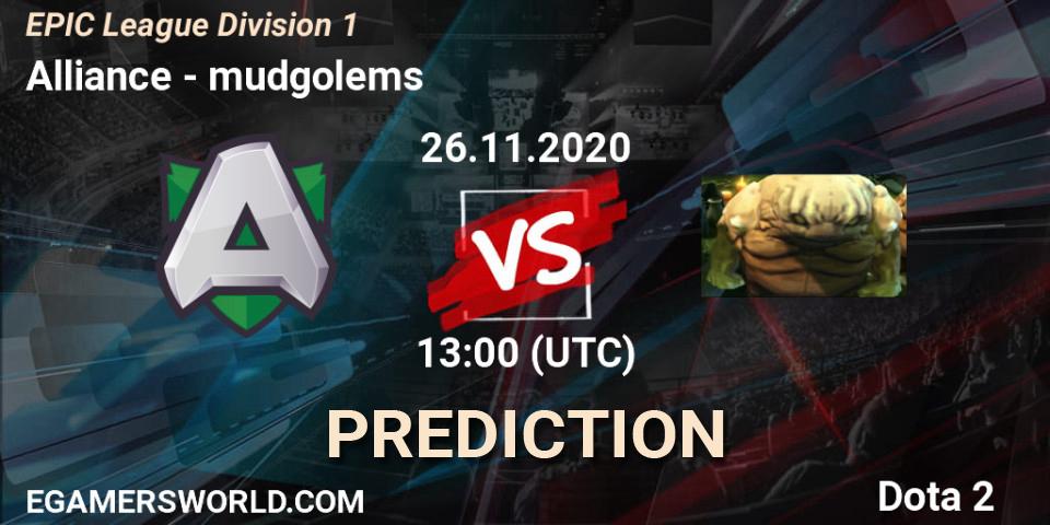 Pronóstico Alliance - mudgolems. 28.11.2020 at 13:00, Dota 2, EPIC League Division 1