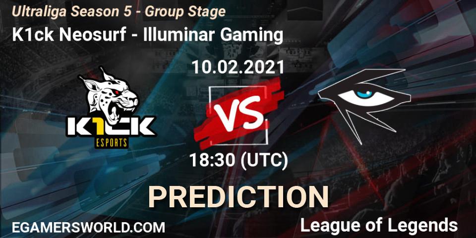 Pronóstico K1ck Neosurf - Illuminar Gaming. 10.02.2021 at 18:30, LoL, Ultraliga Season 5 - Group Stage