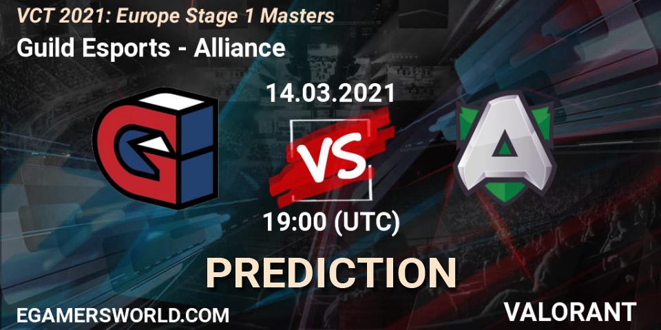 Pronóstico Guild Esports - Alliance. 14.03.2021 at 19:00, VALORANT, VCT 2021: Europe Stage 1 Masters