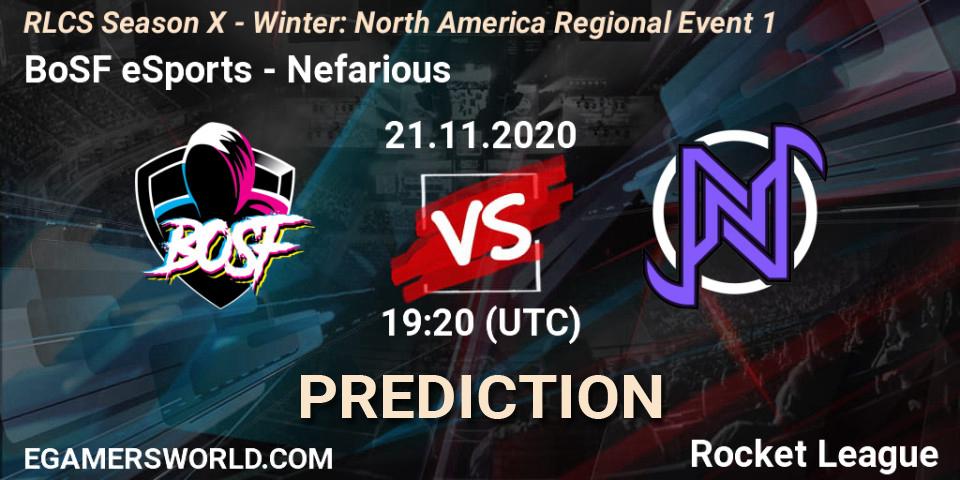 Pronóstico BoSF eSports - Nefarious. 21.11.2020 at 19:20, Rocket League, RLCS Season X - Winter: North America Regional Event 1