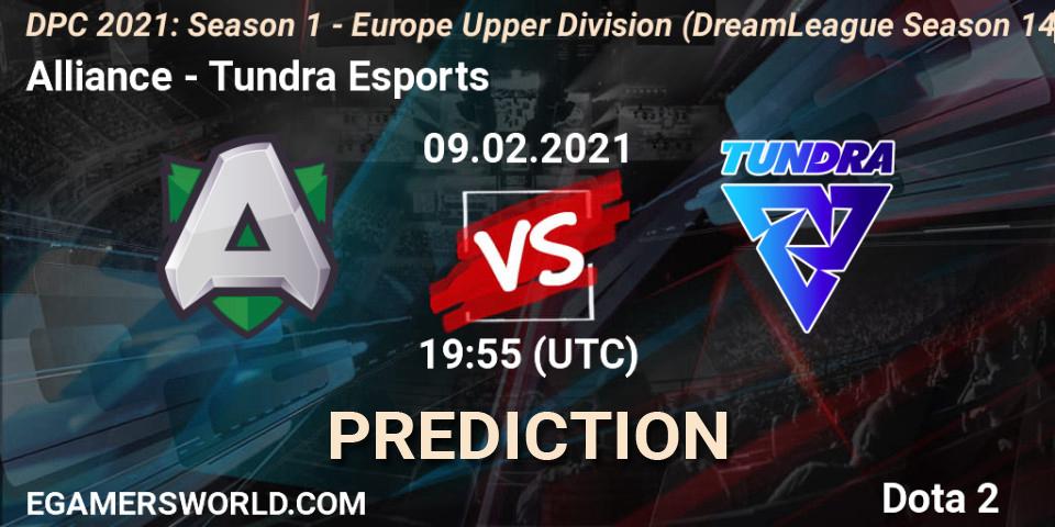 Pronóstico Alliance - Tundra Esports. 09.02.2021 at 21:13, Dota 2, DPC 2021: Season 1 - Europe Upper Division (DreamLeague Season 14)