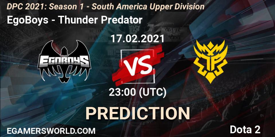 Pronóstico EgoBoys - Thunder Predator. 17.02.21, Dota 2, DPC 2021: Season 1 - South America Upper Division