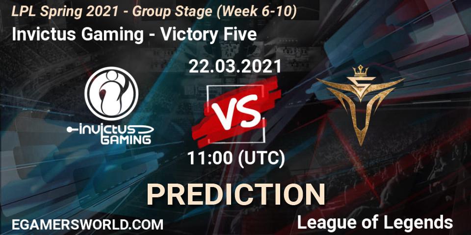 Pronóstico Invictus Gaming - Victory Five. 22.03.2021 at 11:00, LoL, LPL Spring 2021 - Group Stage (Week 6-10)