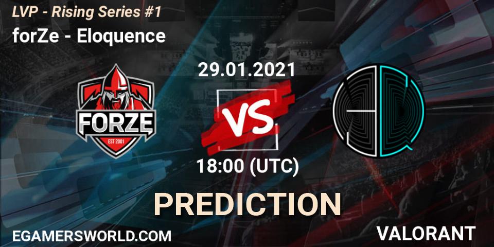 Pronóstico forZe - Eloquence. 29.01.2021 at 19:00, VALORANT, LVP - Rising Series #1