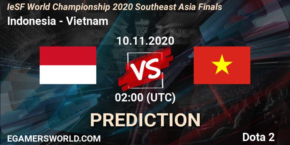 Pronóstico Indonesia - Vietnam. 10.11.2020 at 02:00, Dota 2, IeSF World Championship 2020 Southeast Asia Finals