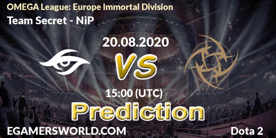 Pronóstico Team Secret - NiP. 20.08.2020 at 15:21, Dota 2, OMEGA League: Europe Immortal Division